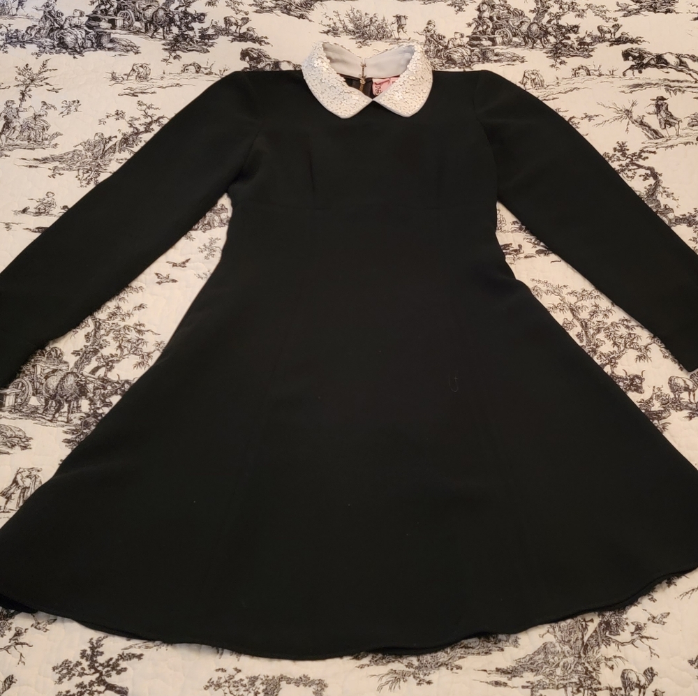 Kate spade Black dress with white embellished collar size 2